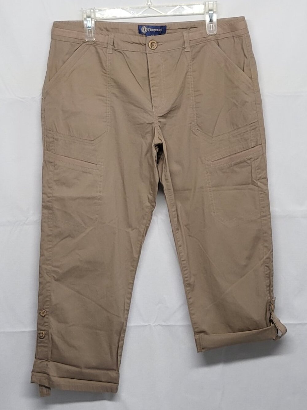 Democracy Flexellent Capri Crop Pants Womens Sze 12 Cargo Roll Cuffs Lightweight